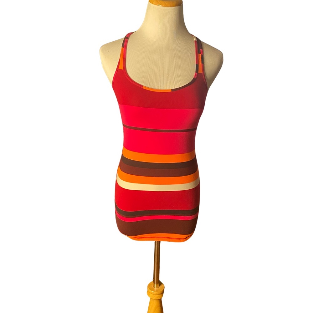 Lululemon Striped Racerback Tank Top – Pink Red Orange – Small (Estimated) - Picture 2 of 7